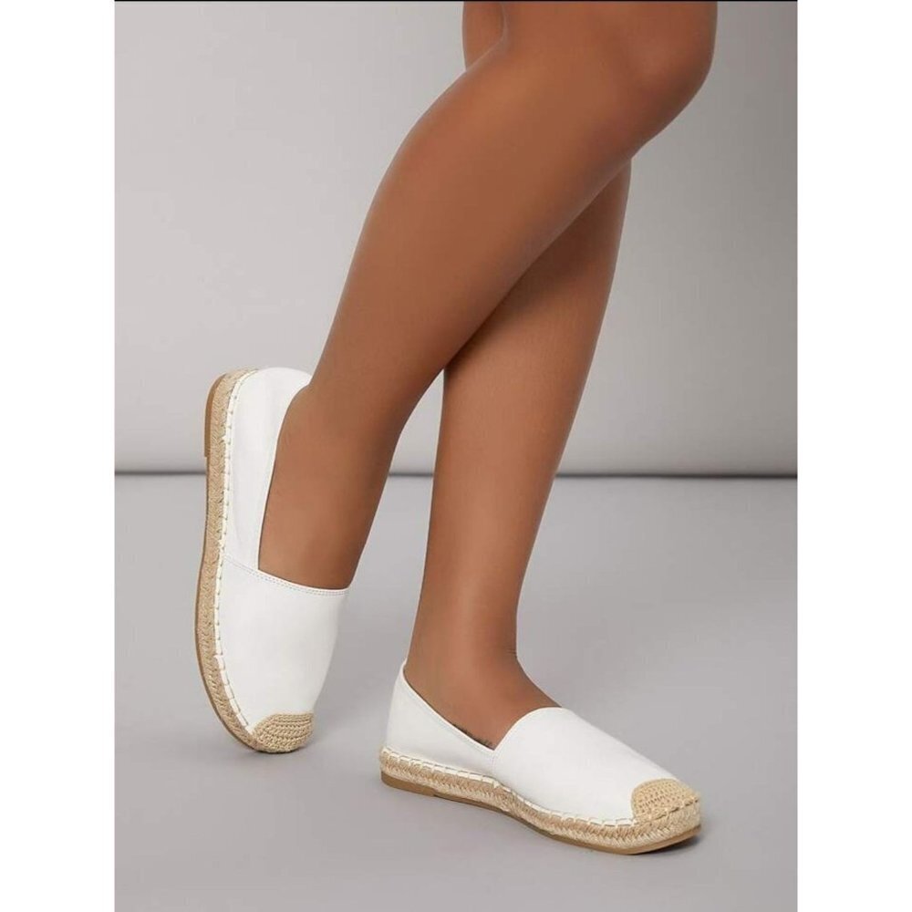 Weeboo Cream Round Toe Espadrille Flat Shoes